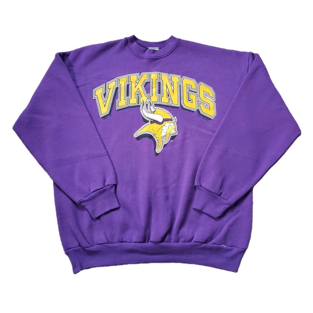 Vintage 90s Logo 7 Minnesota Vikings Sz XL USA Made Mens Purple Sweatshirt NFL